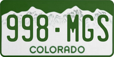 CO license plate 998MGS