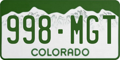 CO license plate 998MGT