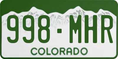 CO license plate 998MHR