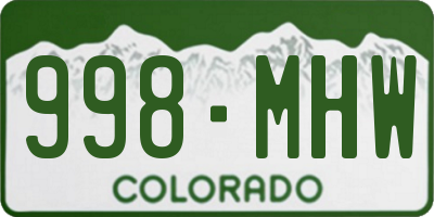 CO license plate 998MHW