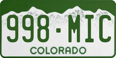CO license plate 998MIC
