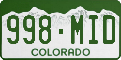 CO license plate 998MID