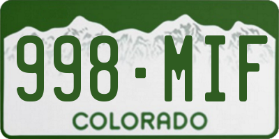 CO license plate 998MIF