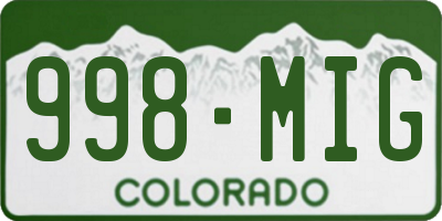 CO license plate 998MIG