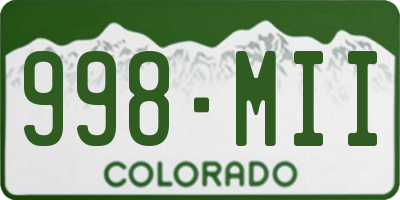 CO license plate 998MII