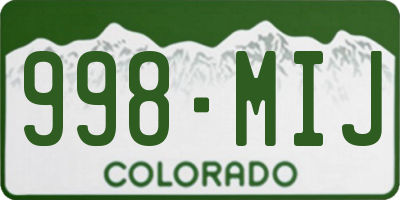 CO license plate 998MIJ