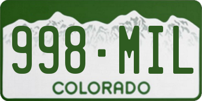 CO license plate 998MIL