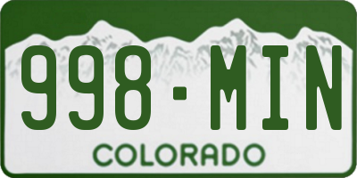 CO license plate 998MIN