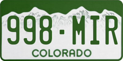 CO license plate 998MIR