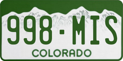 CO license plate 998MIS