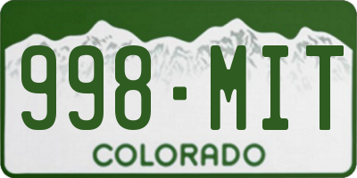 CO license plate 998MIT