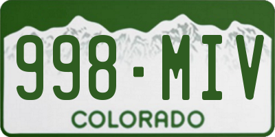 CO license plate 998MIV