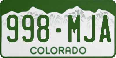 CO license plate 998MJA