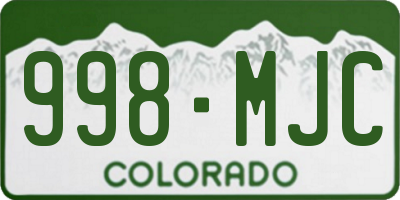 CO license plate 998MJC