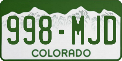 CO license plate 998MJD