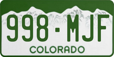 CO license plate 998MJF