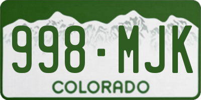 CO license plate 998MJK