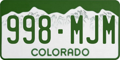 CO license plate 998MJM