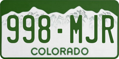 CO license plate 998MJR