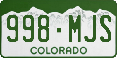 CO license plate 998MJS