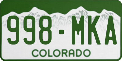 CO license plate 998MKA