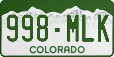 CO license plate 998MLK