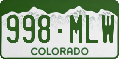 CO license plate 998MLW