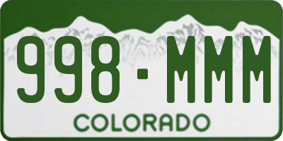 CO license plate 998MMM