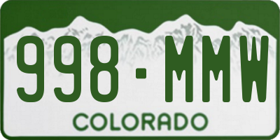 CO license plate 998MMW