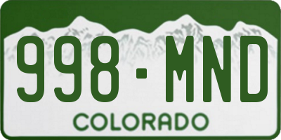 CO license plate 998MND