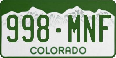 CO license plate 998MNF