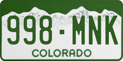 CO license plate 998MNK