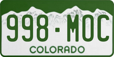 CO license plate 998MOC