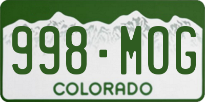 CO license plate 998MOG