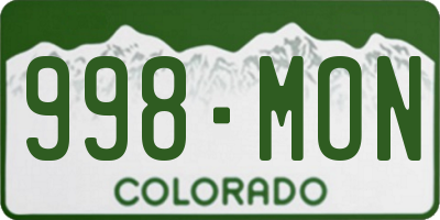 CO license plate 998MON
