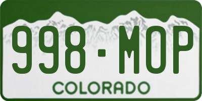 CO license plate 998MOP