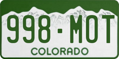 CO license plate 998MOT