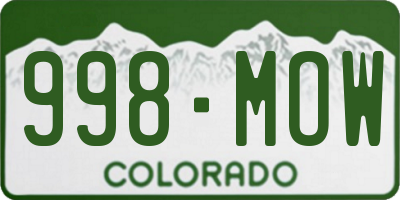 CO license plate 998MOW