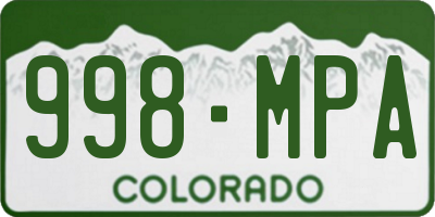 CO license plate 998MPA