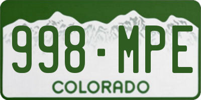 CO license plate 998MPE