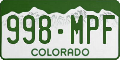 CO license plate 998MPF