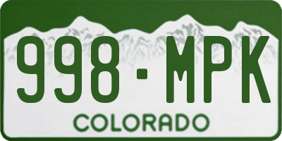 CO license plate 998MPK