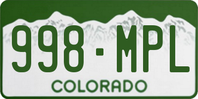 CO license plate 998MPL