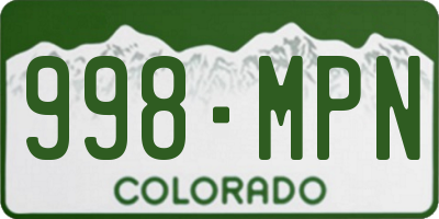CO license plate 998MPN