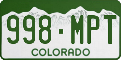 CO license plate 998MPT