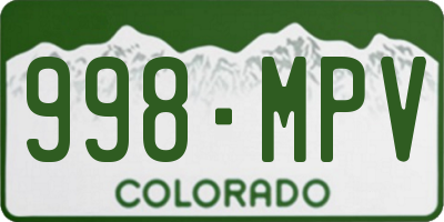 CO license plate 998MPV