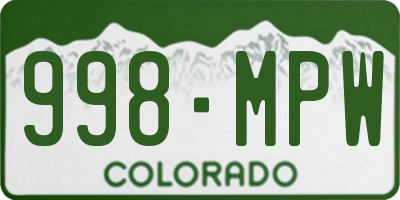 CO license plate 998MPW