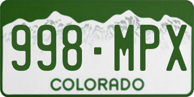 CO license plate 998MPX