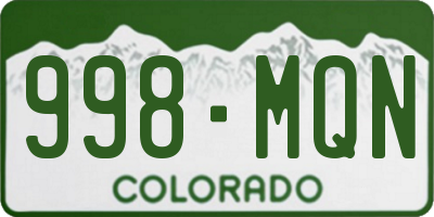 CO license plate 998MQN