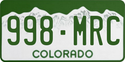 CO license plate 998MRC